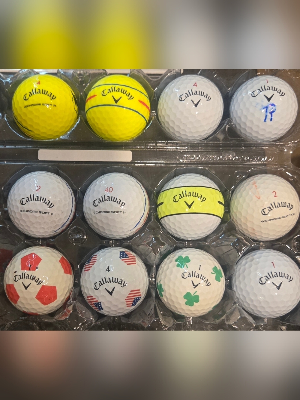 One Dozen (12) Callaway Chrome Soft Golf Balls. Pristine Playing Condition.